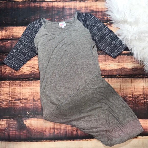 LuLaRoe Dresses & Skirts - LuLaRoe Julia Grey Heather Blue Baseball Dress